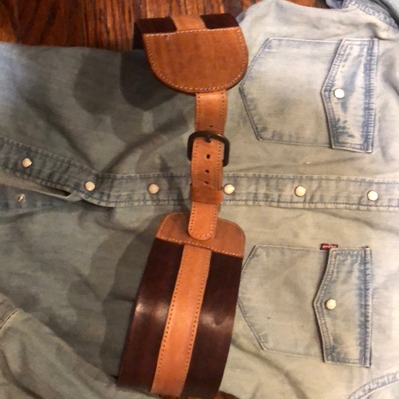 MOTIF waist belt Dark brown/Camel back cross detai main image 5